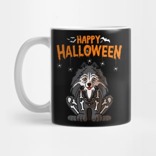 Pomeranian Dog Halloween Skull Mug